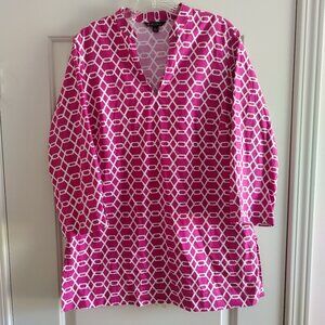 Brooks Brothers Women's Geometric Print Tunic Pink L